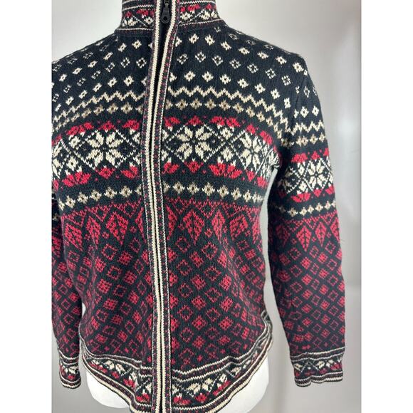 Nomadic Traders Full Zip Cardigan Sweater Red White Black Ramie Cotton Medium - Picture 5 of 16